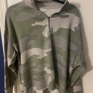 Woman’s Aerie  Camo Green and Gray Pullover Top